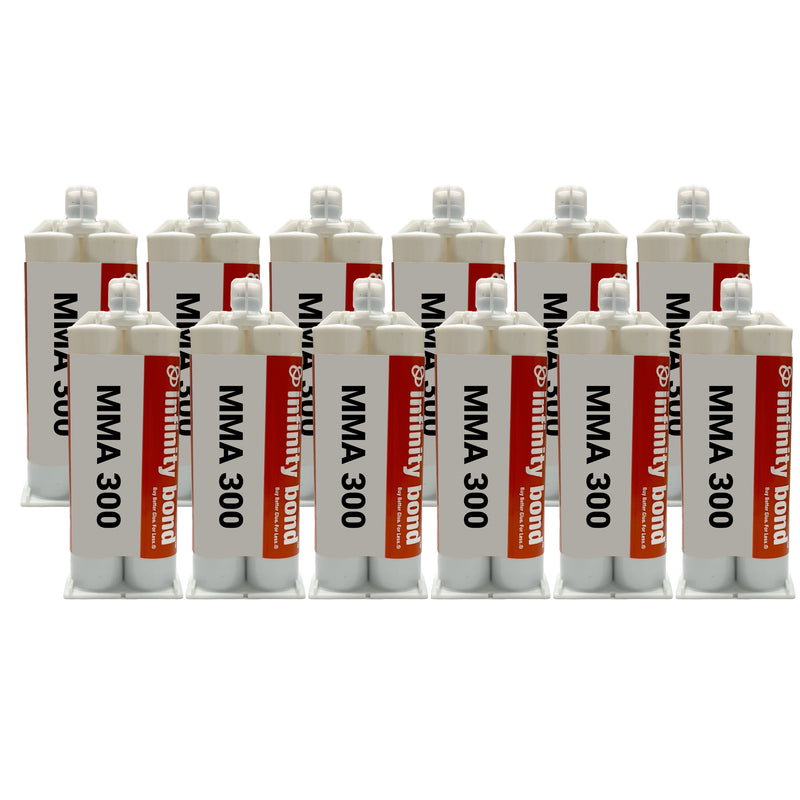 Case of 12 50ml Cartridges of Infinity Bond MMA 300 Fast Set Metal and Plastic Methacrylate Adhesive