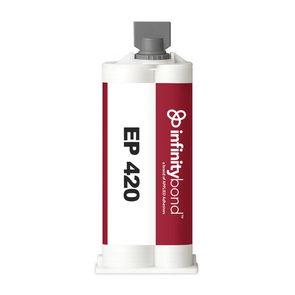 Long open time adhesive for part setting – Infinity Bond EP 420 50ml A-System Cartridge, bonds concrete, ceramics, and metals