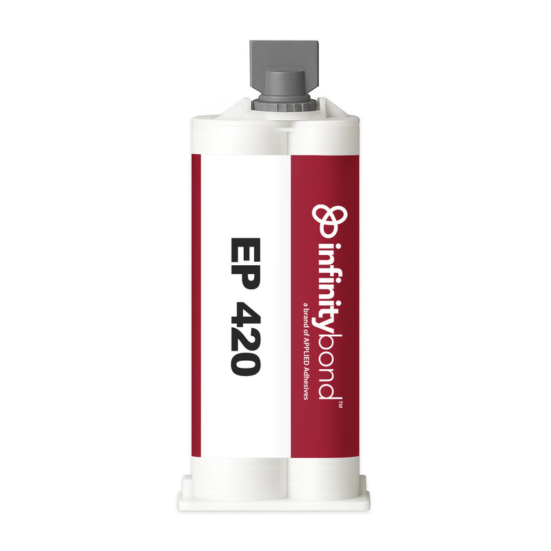 Long open time adhesive for part setting – Infinity Bond EP 420 50ml A-System Cartridge, bonds concrete, ceramics, and metals