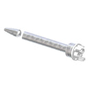 Infinity Bond MFH-08-18T clear plastic housing static mixer nozzle with F-Connect inlet and detached stepped tip for two-part adhesive dispensing.