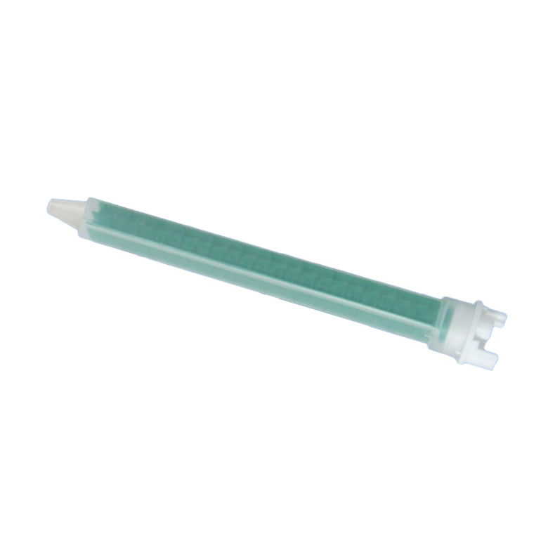 Infinity Bond MFQ-10-24T static mixer with Quadro design and stepped tip for 200ml, 400ml, and 600ml F System cartridges in 1:1 and 2:1 ratios.