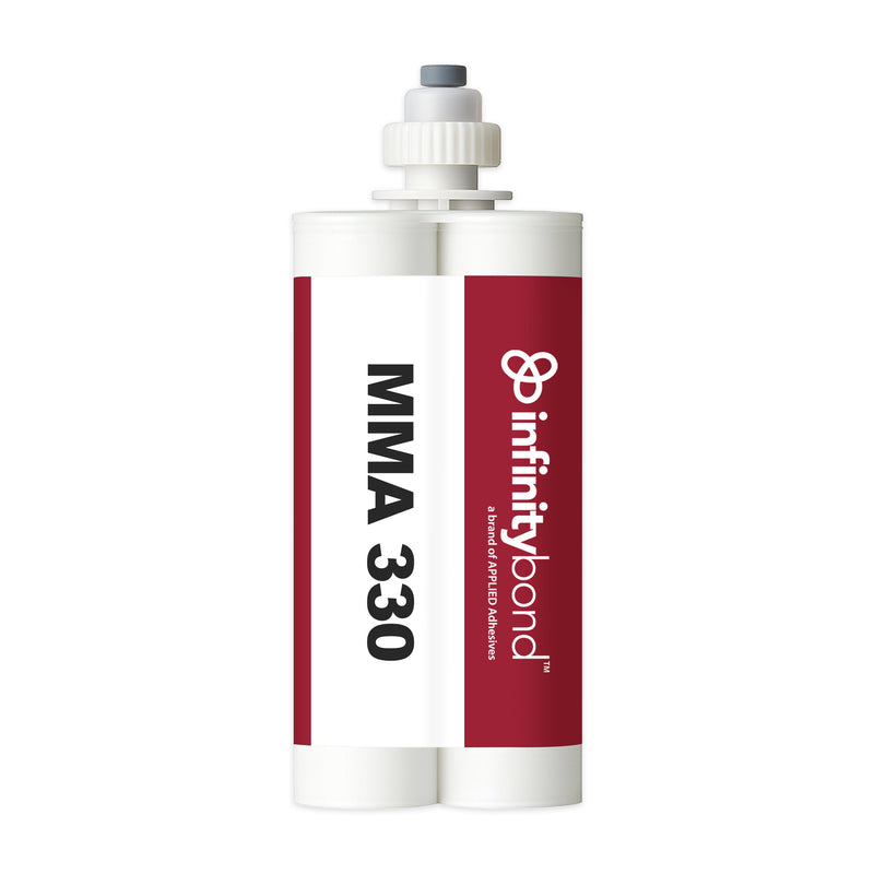 400 ml Cartridge of Infinity Bond MMA 330 – Medium-set adhesive with 14–19 min work time, flexible and impact resistant