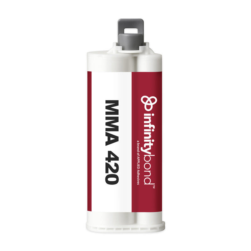 Fast-set 10:1 adhesive, 4–6 min work time – Infinity Bond MMA 420 50 ml Cartridge for durable metal and composite bonding
