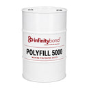 55-gallon drum of Infinity Bond POLYFILL 5000 marine polyester putty for transom repair and composite marine fabrication